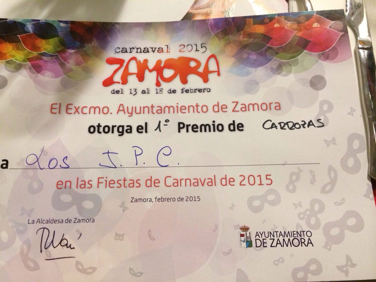 1º premio carnaval Fundación Personas Zamora