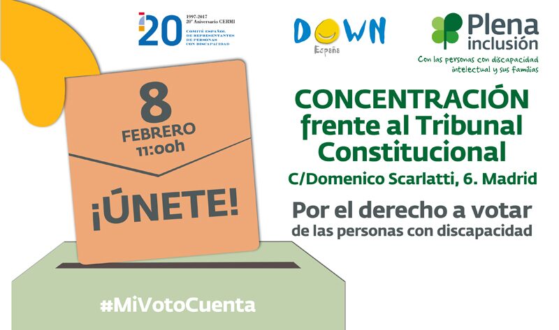 El próximo 8 de febrero reclamamos el derecho al voto de las personas con discapacidad ante el Tribunal Constitucional