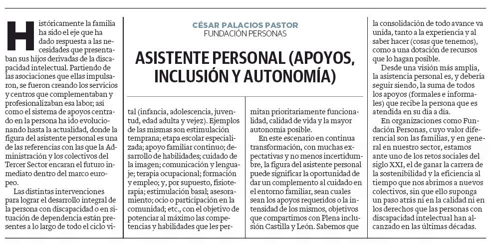 Asistente Personal (Apoyos, Inclusión y Autonomía)