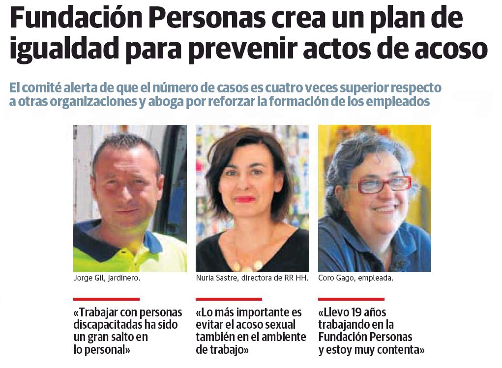 Fundación Personas crea un plan de igualdad para prevenir actos de acoso